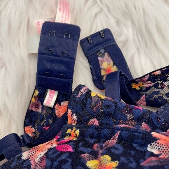 victoria’s Secret Pink Navy Floral Push Up Sz 34D - Picture 10 of 14